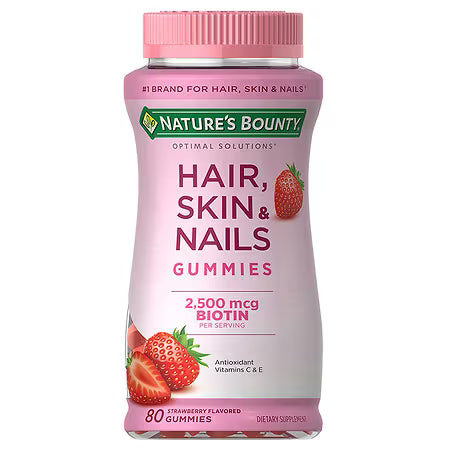 Nature's Bounty Optimal Solutions Hair, Skin & Nails Gummies with Biotin (80 Count)